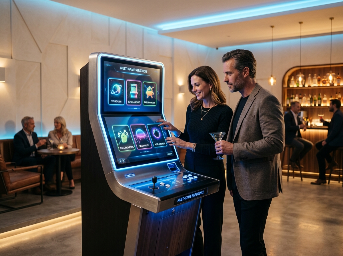 Multi-game speelautomaten in een lichte entertainmentruimte